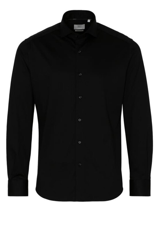 1863 BY ETERNA Jersey luxusní pletená pánská košile černá Modern Fit super soft Easy Care 1863 BY ETERNA Jersey luxusní pletená pánská košile černá Modern Fit super soft Easy Care