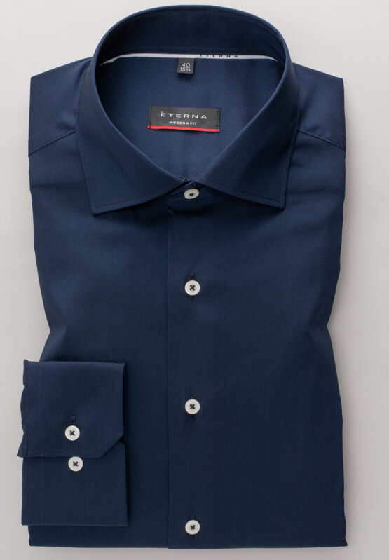 ETERNA Modern Fit pánská strečová košile tmavě modrá Navy Easy Iron