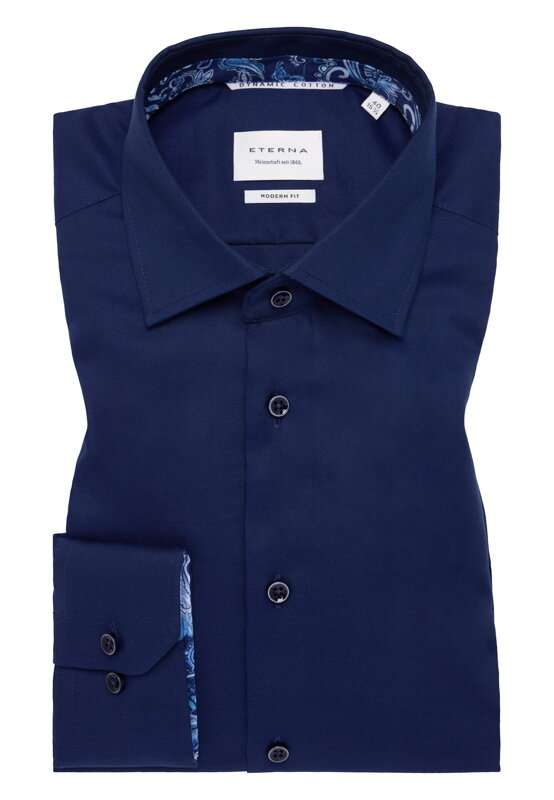 ETERNA Slim fit Oxford půlnoční modrá košile s kontrastem Non Iron