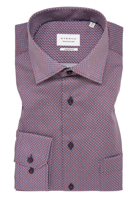 ETERNA Modern fit červená károvaná košile s potiskem Non Iron ETERNA Modern fit červená károvaná košile s potiskem Non Iron