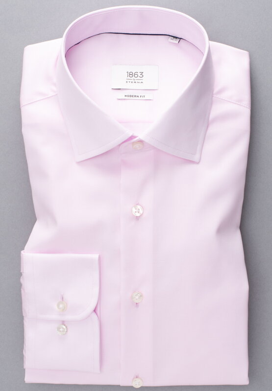 1863 BY ETERNA luxusní keprová košile růžová Modern Fit super soft Non Iron