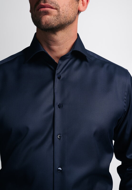 ETERNA Modern Fit půlnoční modrá neprůhledná košile dlouhý rukáv Non Iron Cover ETERNA Modern Fit půlnoční modrá neprůhledná košile dlouhý rukáv Non Iron Cover