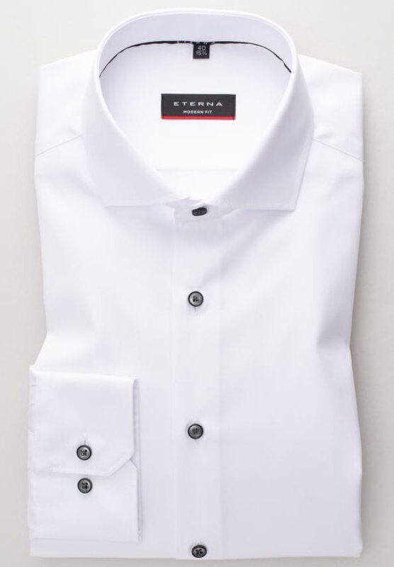 ETERNA Modern Fit pánská košile bílá neprosvítající s černými knoflíčky Non iron Cover