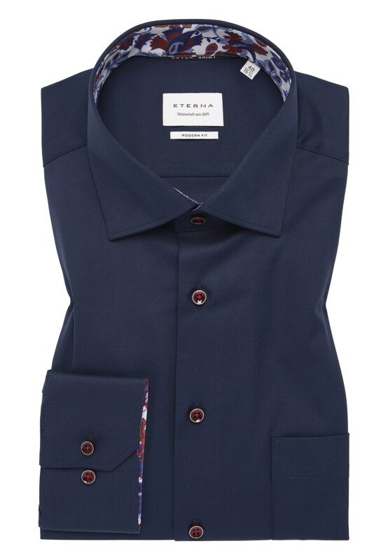 Navy košile ETERNA Modern fit Cover s červeným kontrastem Non Iron Navy košile ETERNA Modern fit Cover s červeným kontrastem Non Iron