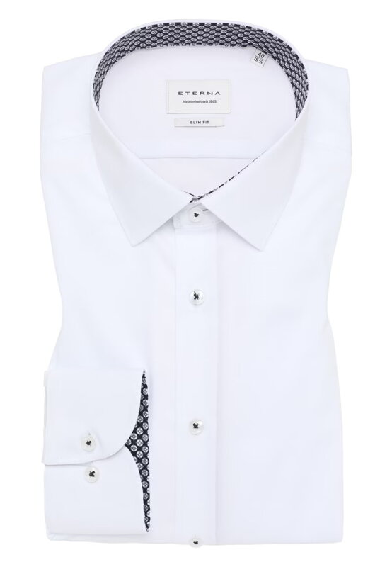Luxusní bílá pánská strečová košile s kontrastem ETERNA Slim fit 