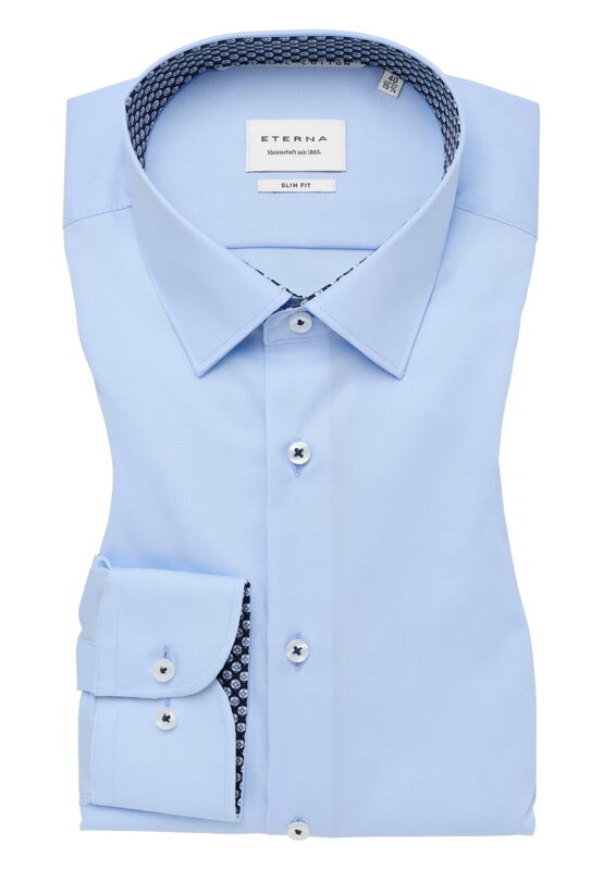 Luxusní světle modrá pánská strečová košile s kontrastem ETERNA Slim fit Luxusní světle modrá pánská strečová košile s kontrastem ETERNA Slim fit