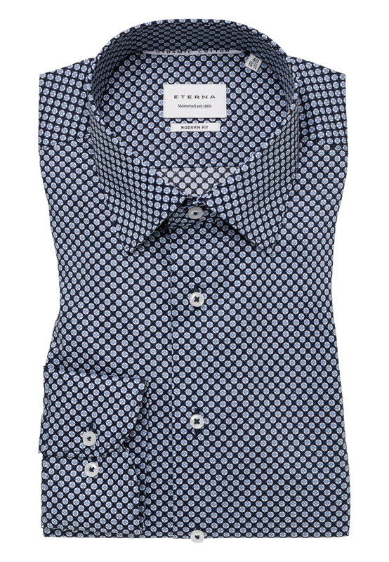 Vzorovaná nežehlivá košile ETERNA Modern fit Dynamic cotton v navy barvě Vzorovaná nežehlivá košile ETERNA Modern fit Dynamic cotton v navy barvě
