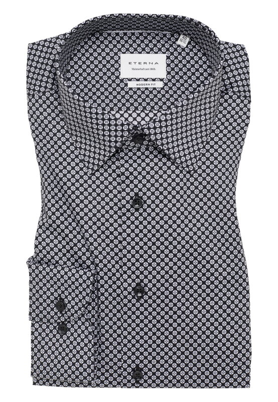 Vzorovaná nežehlivá černo šedá košile ETERNA Modern fit Dynamic cotton Vzorovaná nežehlivá černo šedá košile ETERNA Modern fit Dynamic cotton