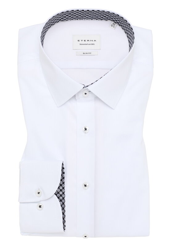 Luxusní pánská popelínová košile ETERNA Slim fit v bílé barvě Luxusní pánská popelínová košile ETERNA Slim fit v bílé barvě