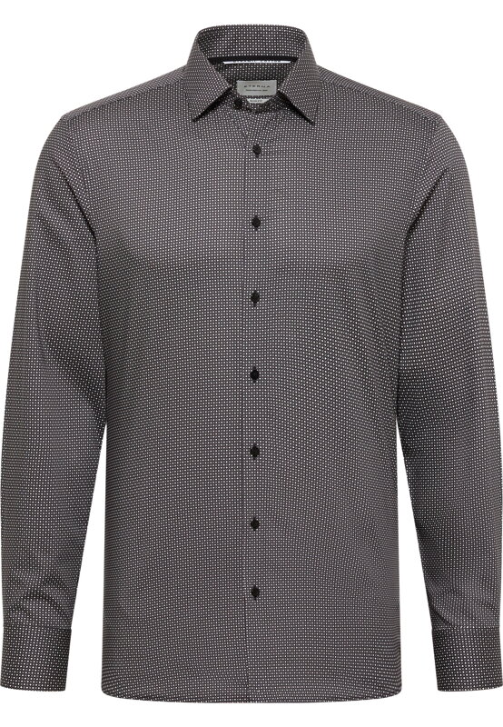 Antracitová bavlněná pánská košile ETERNA slim fit s potiskem