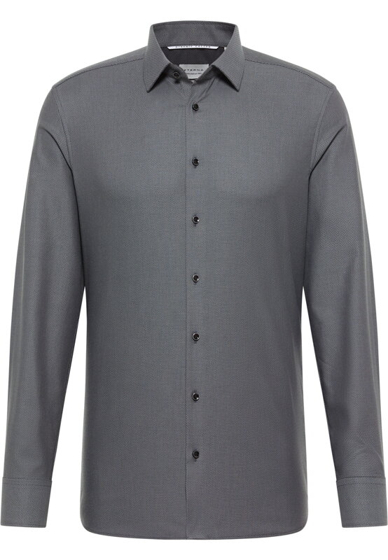 ETERNA Slim fit černo šedá košile s jemnou strukturou Non Iron