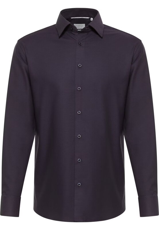 ETERNA Slim fit tmavě fialová košile s jemnou strukturou Non Iron