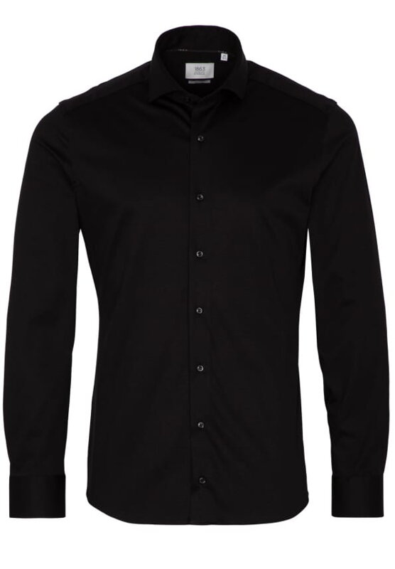 1863 BY ETERNA Jersey luxusní pletená pánská košile černá Slim Fit super soft Easy Care 1863 BY ETERNA Jersey luxusní pletená pánská košile černá Slim Fit super soft Easy Care