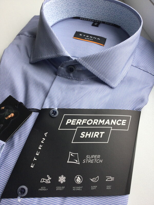 Pánská košile ETERNA Modern Fit Performance super stretch světle modrá Easy Iron Pánská košile ETERNA Modern Fit Performance super stretch světle modrá Easy Iron