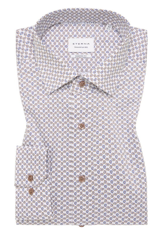 ETERNA Slim fit košile Dynamic cotton hnědo modrá Non Iron