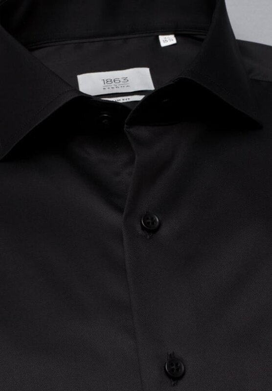 Pánská černá košile 1863 ETERNA Slim Fit Rypsový kepr Non Iron 100% bavlna 