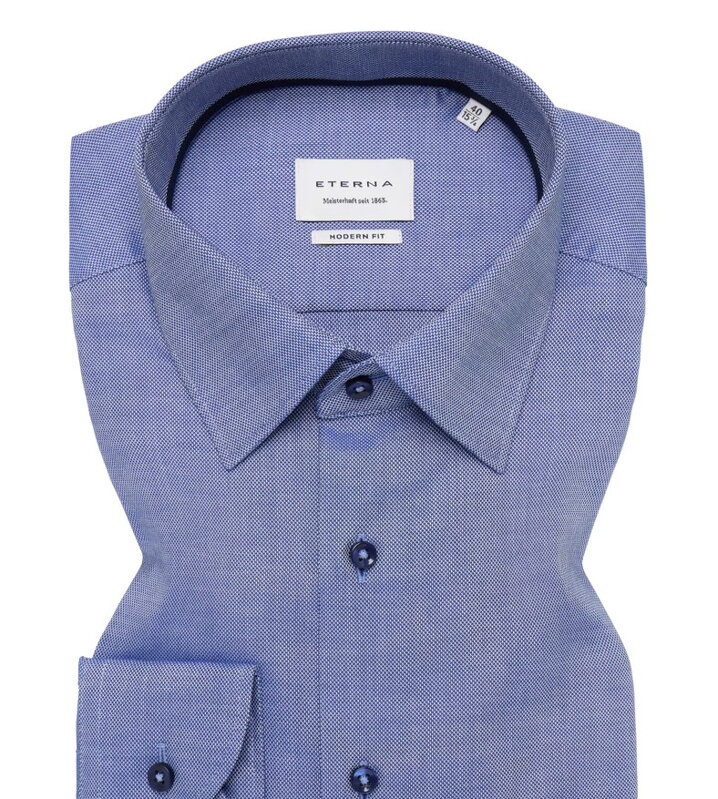 Pánská elegantní Natté středně modrá košile ETERNA Slim fit ze 100% bavlny Pánská elegantní Natté středně modrá košile ETERNA Slim fit ze 100% bavlny