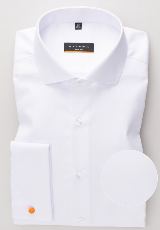 ETERNA Slim Fit bílá neprosvítající košile na manžetové knoflíčky Non Iron Cover 