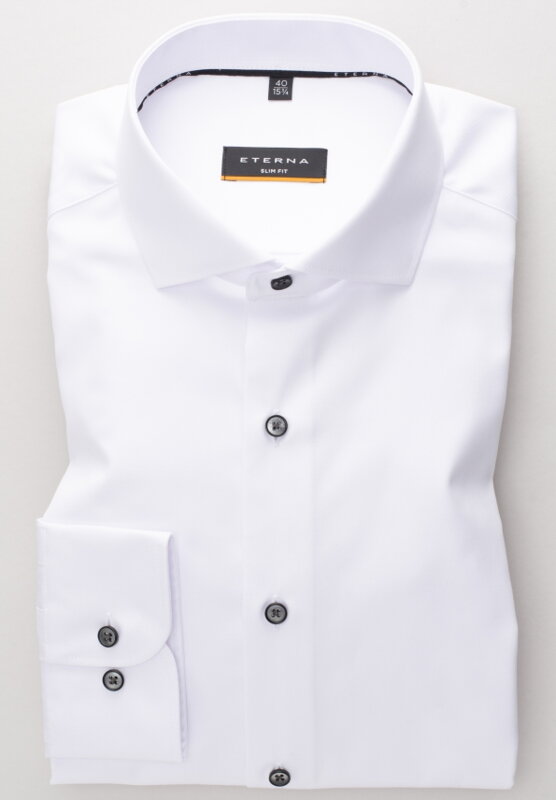 ETERNA Slim Fit pánská košile bílá neprosvítající s tmavým kontrastem Non iron Cover