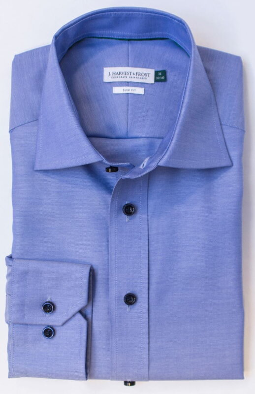 J. Harvest & Frost pánská bavlněná nežehlivá košile Slim fit středně modrá