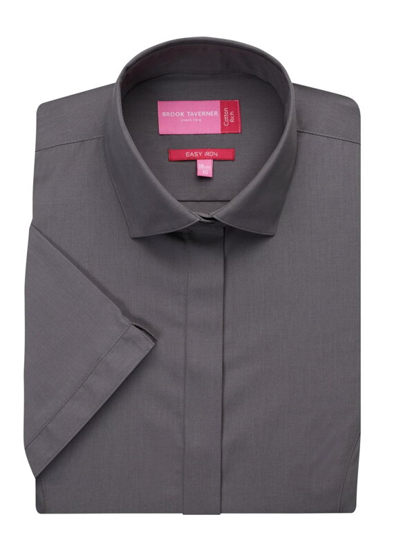 Dámská popelínová košile Modena Brook Taverner Semi Fitted Easy Iron Krátký rukáv Dámská popelínová košile Modena Brook Taverner Semi Fitted Easy Iron Krátký rukáv