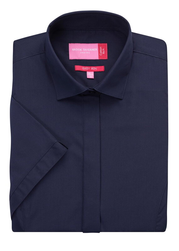 Dámská popelínová košile Modena Brook Taverner Semi Fitted Easy Iron Krátký rukáv Dámská popelínová košile Modena Brook Taverner Semi Fitted Easy Iron Krátký rukáv