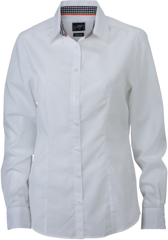 Dámská smart casual košile jednobarevná s károvaným kontrastem Popelín Easy Care