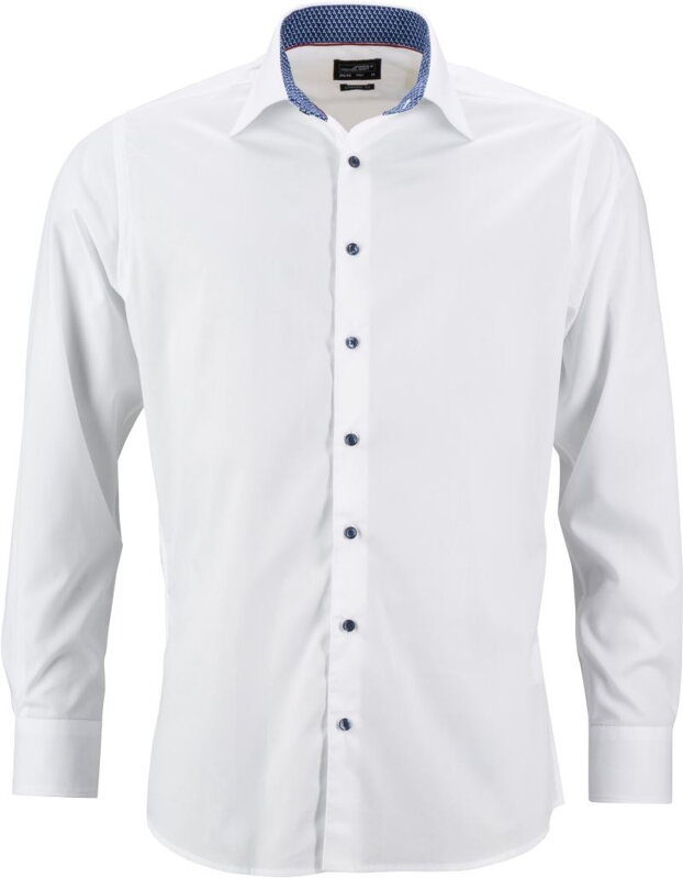 Pánská bílá košile s moderním kontrastem
