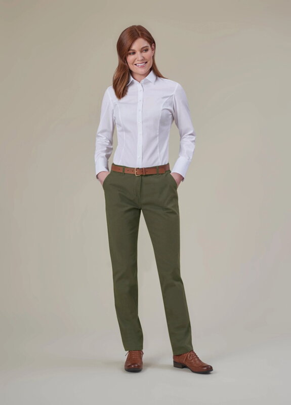 Dámské chinos kalhoty Liberty Slim fit elastické  Brook Taverner - Nezakončená délka 91 cm