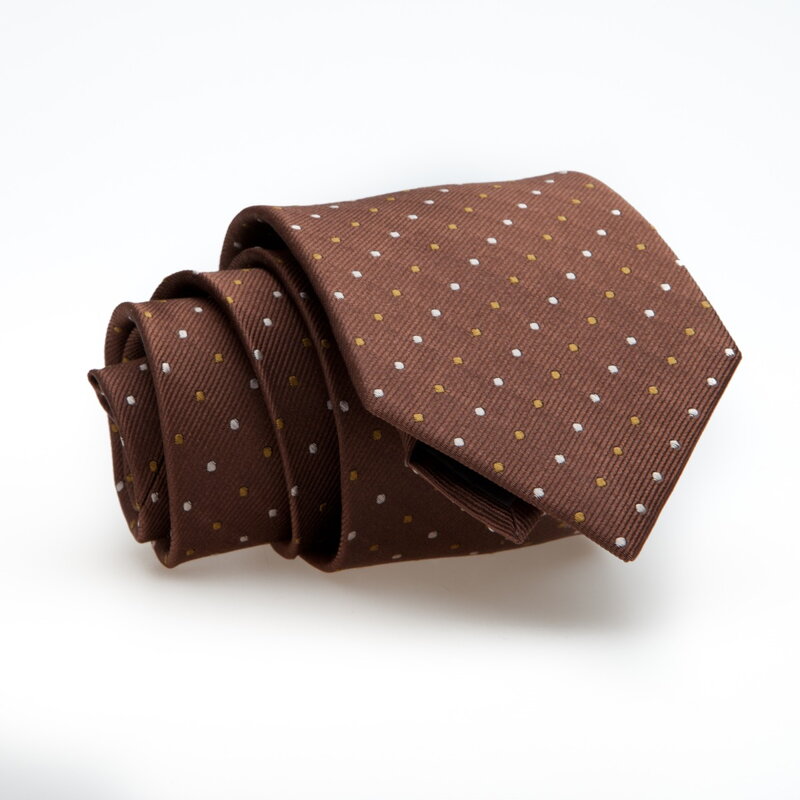 Luxusní hnědá kravata s puntíky