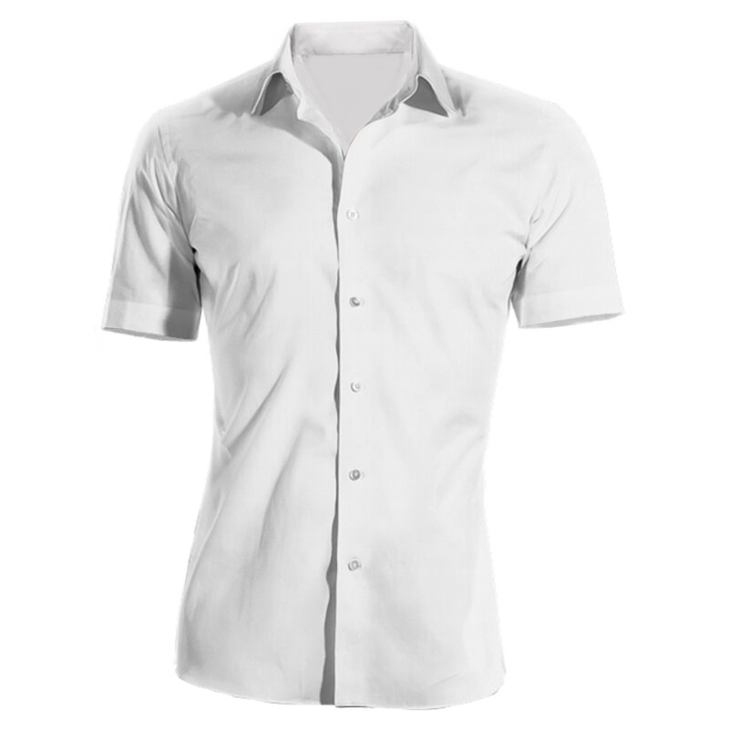 Pracovní košile pánská bílá krátký rukáv 100 % bavlna s úpravou pro snadné žehlení