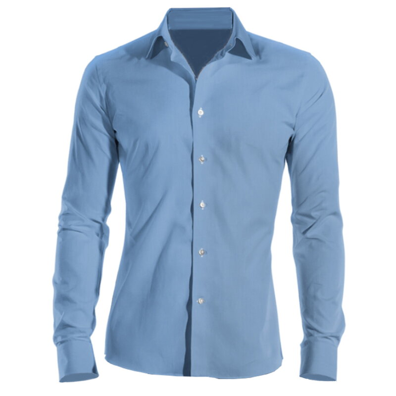 Firemní košile pánská modrá dlouhý rukáv 100 % bavlna s úpravou pro snadné žehlení