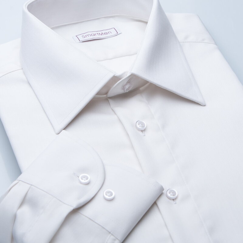 SmartMen smetanová košile na svatbu jednoduchá manžeta střih Slim fit