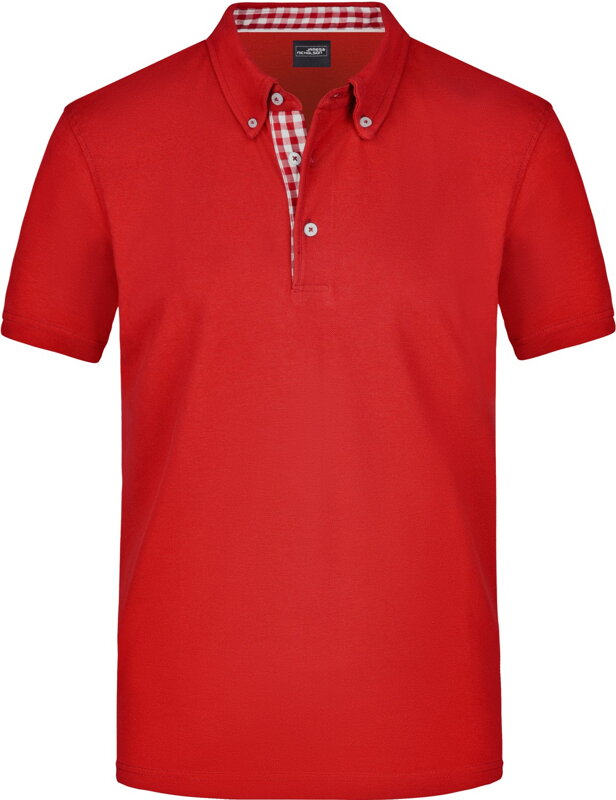 Pánská polo košile Button-down kostkovaný kontrast 100% česaná bavlna James Nicholson Pánská polo košile Button-down kostkovaný kontrast 100% česaná bavlna James Nicholson