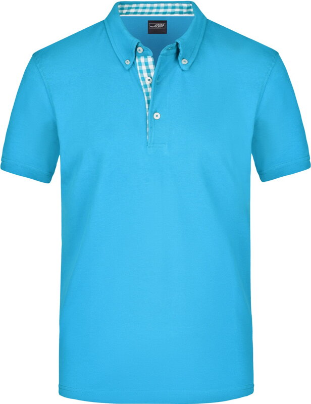 Pánská polo košile Button-down kostkovaný kontrast 100% česaná bavlna James Nicholson Pánská polo košile Button-down kostkovaný kontrast 100% česaná bavlna James Nicholson