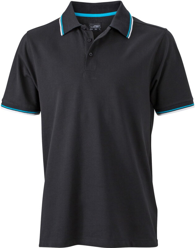 Černé funkční polo tričko pánské s barevnými kontrasty stretch