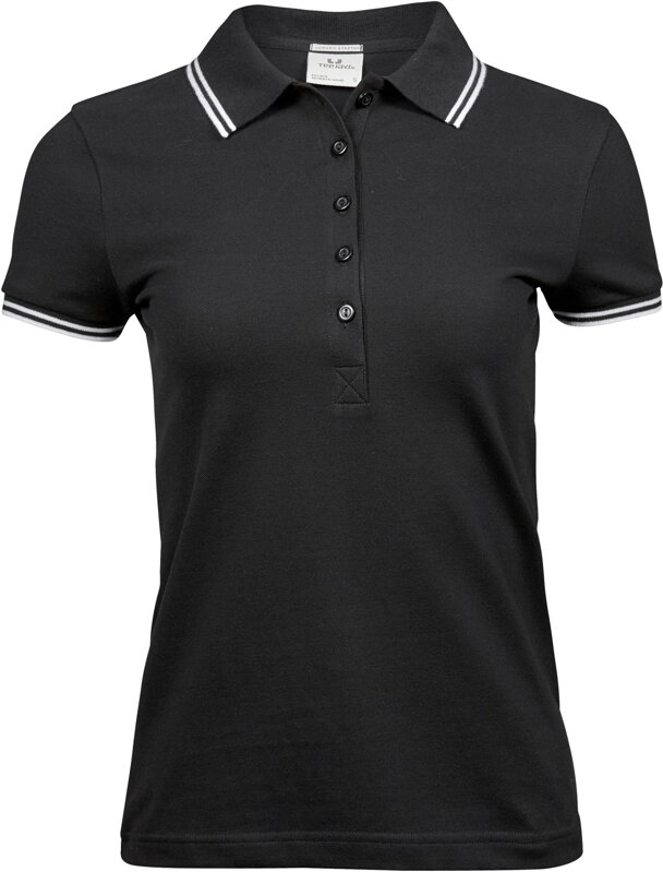 Tee Jays dámská polo košile krátký rukáv bavlna s elastanem mini piqué proužky