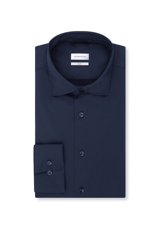 Pánská módní elastická košile slim fit Performance v tmavě modré barvě Seidensticker Non iron