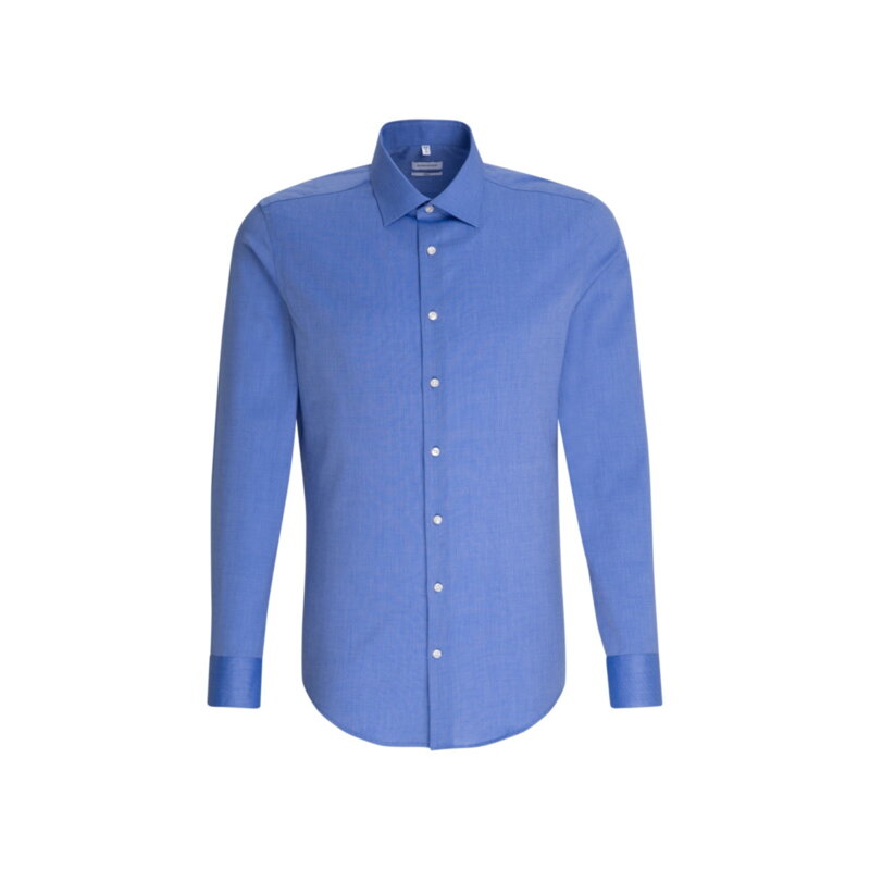 Pánská modrá nežehlivá Slim fit košile s dlouhým rukávem Seidensticker