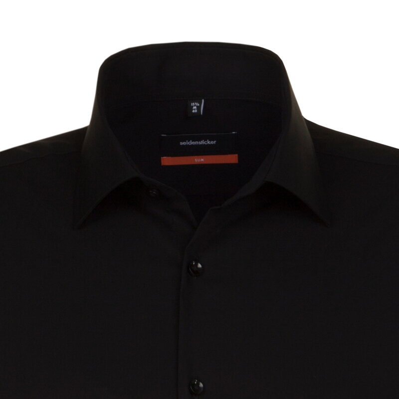 Pánská nežehlivá černá košile Slim fit s dlouhým rukávem Seidensticker 