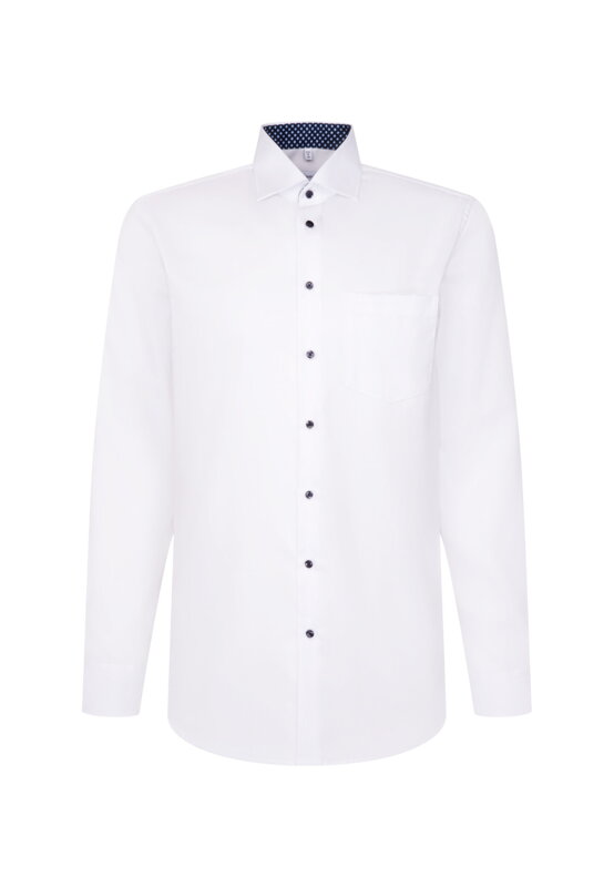 Luxusní pánská bílá košile Seidensticker Cover Regular fit s kontrastem