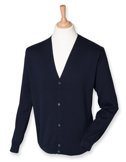 Pánský Regular fit pletený cardigan do V Henbury Pánský Regular fit pletený cardigan do V Henbury