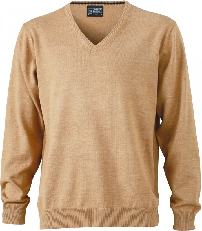 Pánský  bavlněný svetr s výstřihem do V James & Nicholson