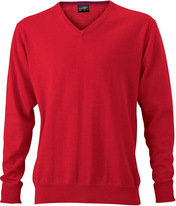 Pánský  bavlněný svetr s výstřihem do V James & Nicholson