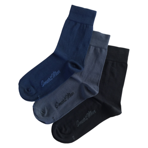 Pánské jednobarevné ponožky 3 páry - modrá, šedá, černá