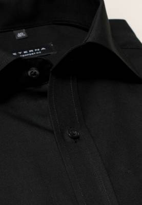 ETERNA Comfort Fit černá košile pánská dlouhý rukáv Popelín s kapsičkou