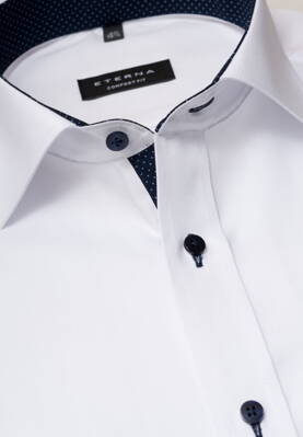 Pánská košile ETERNA Comfort Fit Royal Oxford bílá s modrým kontrastem Non Iron