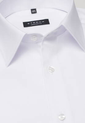 ETERNA Comfort Fit bílá neprosvítající košile dlouhý rukáv Rypsový kepr Non Iron 100% bavlna Francouzská manžeta 