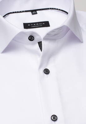 ETERNA Comfort Fit pánská košile bílá neprosvítající s černými knoflíčky Non iron