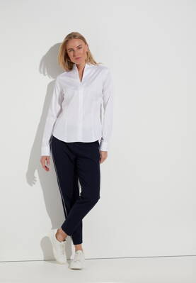 Dámská bílá slim fit košile s dlouhým rukávem ETERNA otevřený límec 95% eterna 5% elastan easy iron